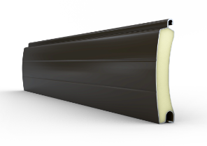Roldeur lamellenprofiel 77 mm van aluminium, kleur donkerbruin RAL8019