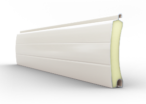 Roldeur lamellenprofiel 77 mm van aluminium, kleur lichtbeige RAL1013