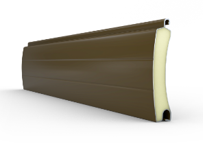 Roldeur lamellenprofiel 77 mm van aluminium, kleur lichtbruin RAL8014
