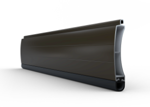 Eindlat van geëxtrudeerd aluminium voor roldeuren, kleur donkerbruin RAL8019