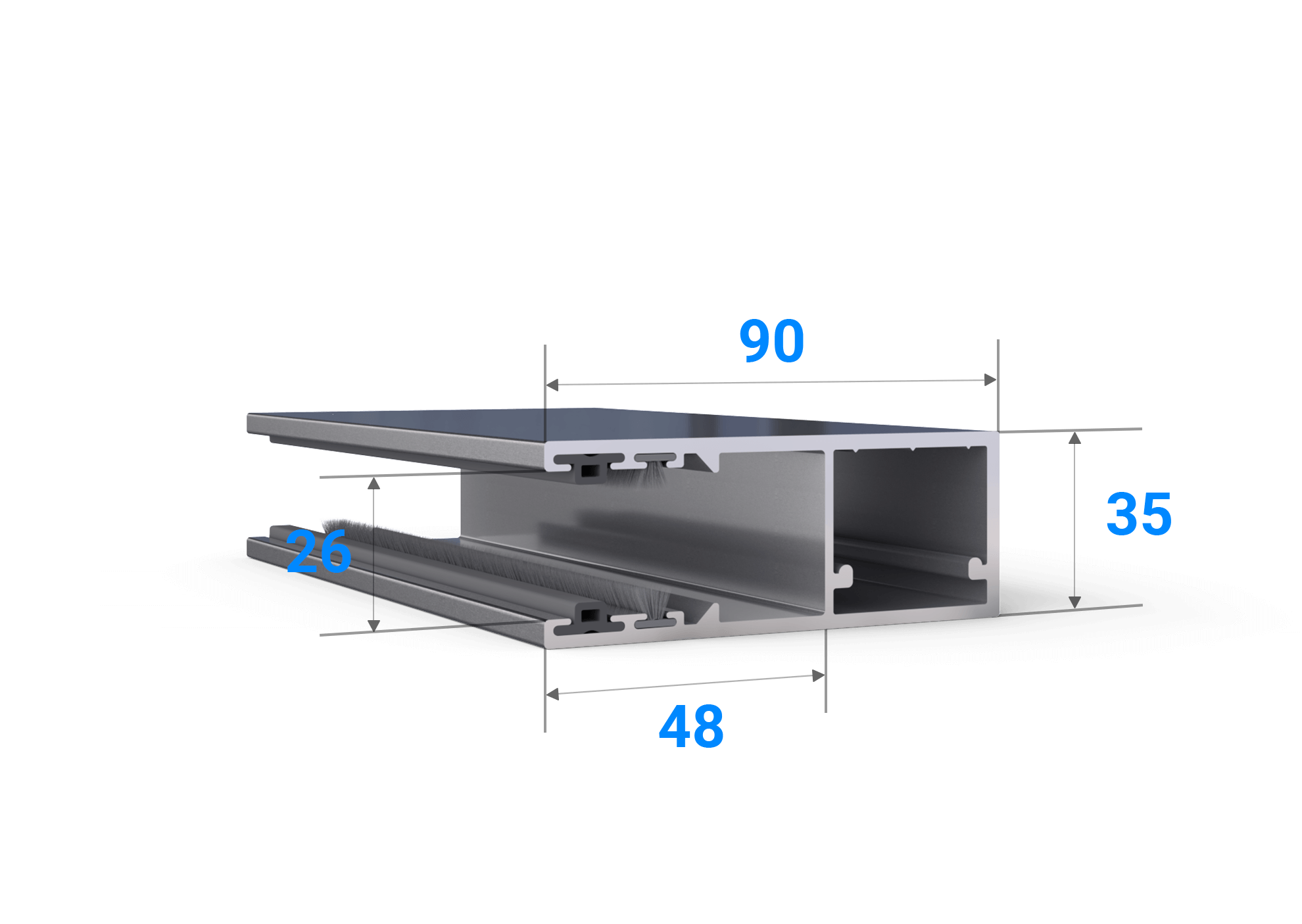 Geleiderail RPF 90/35 - technische details en afmetingen