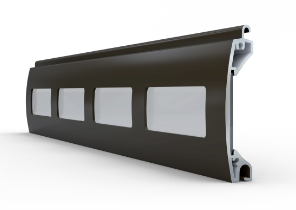 Beglazingselement 77 mm voor roldeur, kleur donkerbruin RAL8019