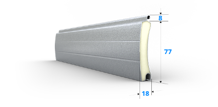 Roldeur lamellenprofiel 77 mm van aluminium – technische details en afmetingen