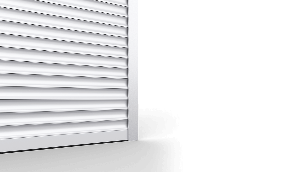 Rolpantser bestaat uit onderling scharnierende aluminium profielen 52 mm